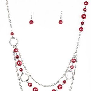 Paparazzi Party Dress Princess Burgundy Red Necklace and Earring Set